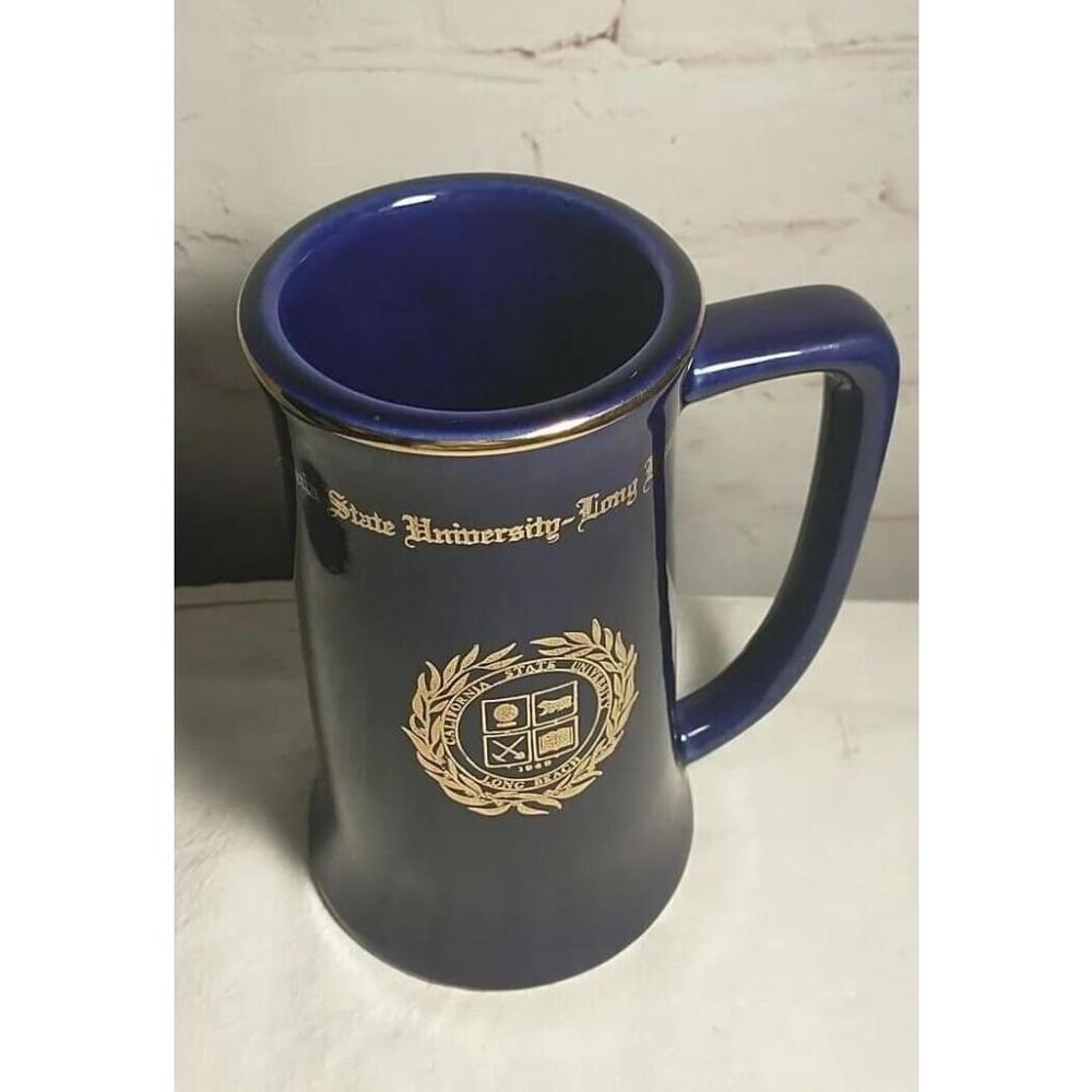 VTG California State University Long Beach Cobalt Blue & Gold Beer Stein Mug